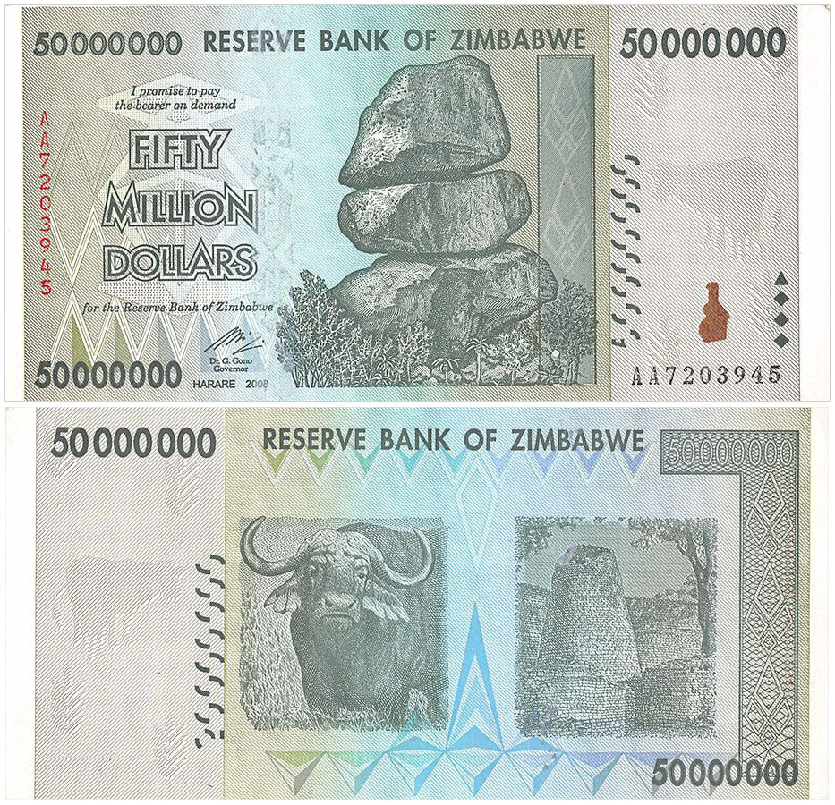 【美品】【ジンバブエ】50,000,000ドル(3次紙幣) – 紙幣館オンラインショップ